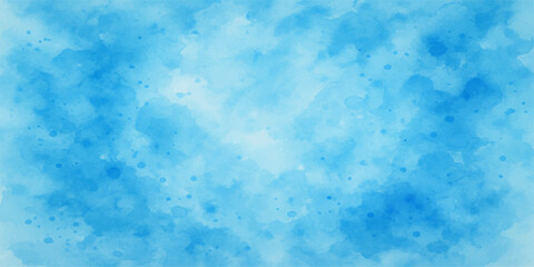 An abstract watercolor texture captures the bright blue sky and white winter clouds