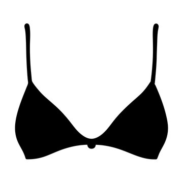 Simple Black Triangle Bikini Top with Thin Straps Isolated on White
