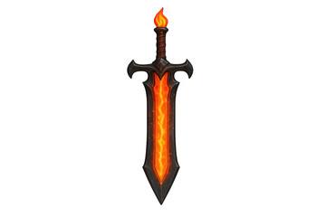 Fantasy sword with glowing blade and fire hilt