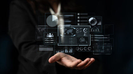 A comprehensive business intelligence dashboard for data analysis. The interface displays global metrics, team performance charts, and financial reports for strategic planning. Fermion