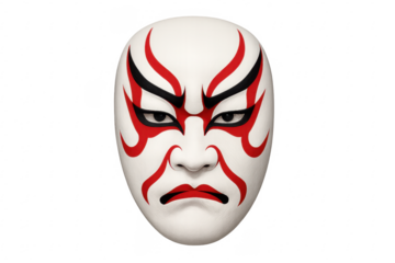 Japanese kabuki theater mask kumadori makeup transparent background