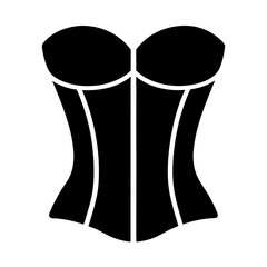 Elegant black corset icon representing lingerie, fashion, and body shaping