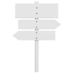 White Sign Post isolated on transparent background