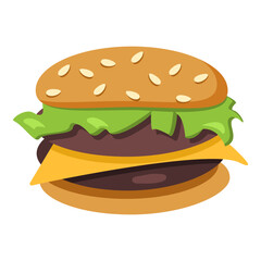 Vector Color Flat Icon - Cheeseburger