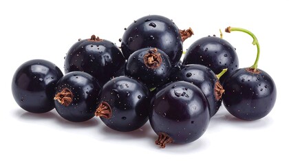 Fototapeta premium Fresh Black Currants on White Background, Isolated Close-up Shot