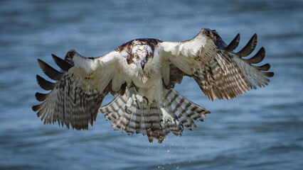 Osprey in flight while fishing for a meal