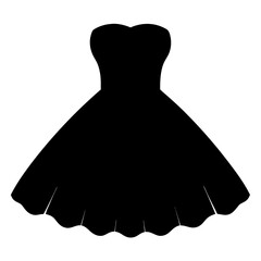 Silhouette of elegant black dress with flared skirt and sweetheart neckline