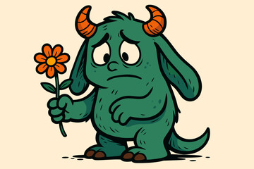 Small offering as ears holding peace vector drooping shy illustration monster