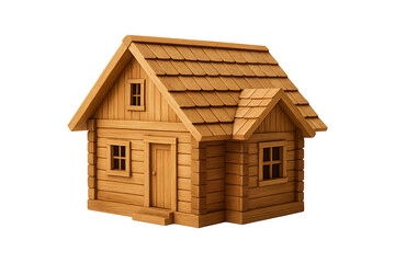 Miniature Wooden House Model Isolated on a Transparent Background
