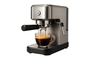 Modern Espresso Coffee Machine with Cup Isolated on a Transparent Background