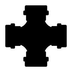 Silhouette of a Pipe Fitting Cross Connector for Plumbing and Piping Systems