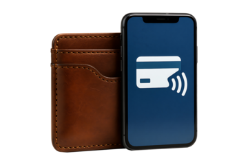 Smartphone with Digital Payment and Wallet Isolated on a Transparent Background