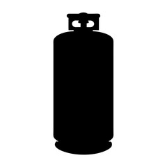 Black silhouette of a typical liquid petroleum gas container or propane tank