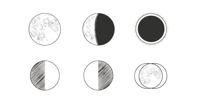 Lunar Phases and Solar Eclipse: an Artistic Depiction of Celestial Events