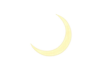 Waxing crescent moon with yellow glow transparent background