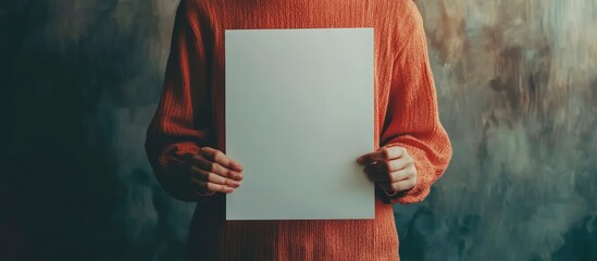 Man holding a blank board for presentation or advertisement