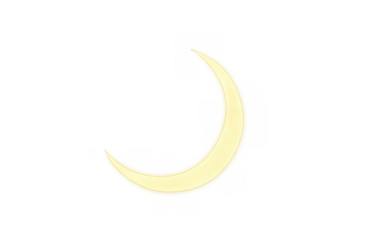 Waxing crescent moon with yellow glow transparent background