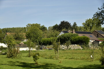 Maisons en pleine nature sous un ciel bleu à Écaussinnes-d'Enghien 