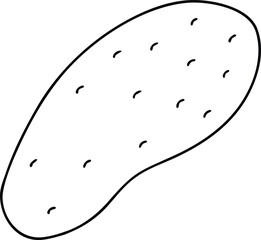 Vector art of black and white outline drawing of a potato