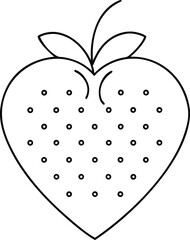 Vector art of stylized heartshaped strawberry outline with seeds and stem