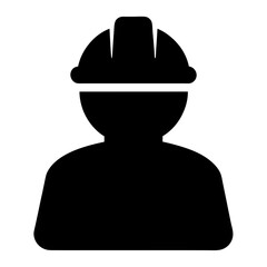 Naklejka premium Silhouette of a Construction Worker with Hard Hat for Safety Purposes
