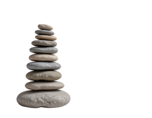 Balanced Stone Tower Stacked on White Background for Zen Concept