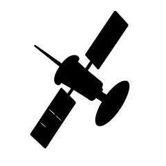 Simple Black and White Silhouette Illustration of a Satellite in Space