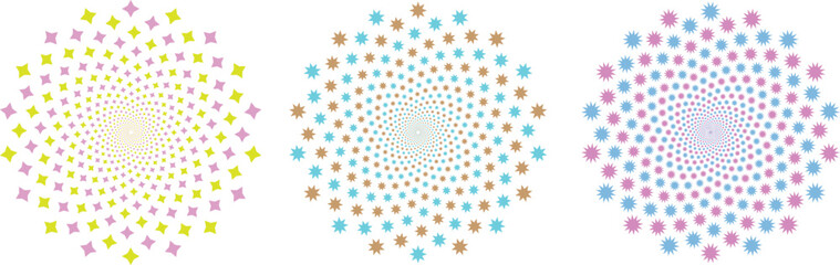 Abstract pattern design featuring circular arrangement of geometric shapes in pastel tones with soft gradients and subtle texture details vector