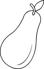 Vector art of a black and white line art illustration of a pear, isolated on a, ideal for food or educational purposes