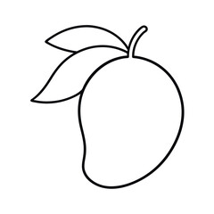 Mango Slice Outline Line Art Vector