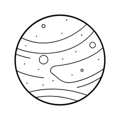 Mars Planet Outline Line Art Vector