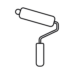 Paint Roller Outline Line Art Vector