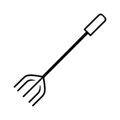 Rake Outline Line Art Vector