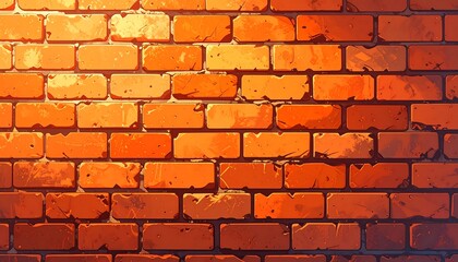 Illustration of a brick wall with an orange and reddish color scheme