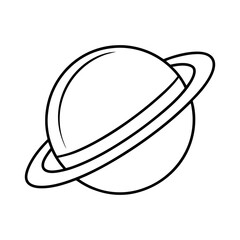 Saturn Planet Outline Line Art Vector