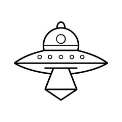 Spaceship Outline Line Art Vector