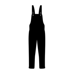 Black silhouette of overalls with suspenders and a bib front