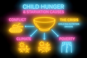 Child Hunger Causes with Poverty Factors and Malnutrition Issues for Humanitarian Aid