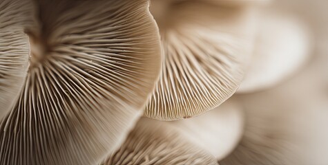 Close-up view of mushroom gills, showcasing intricate textures and organic forms