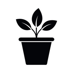 Plant Pot Black Silhouette Vector