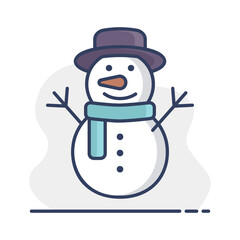 Christmas snowman vector icon. Winter sign