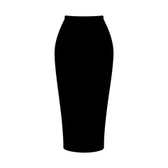 Sleek black pencil skirt silhouette against white backdrop in minimalist fashion design