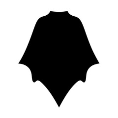 Abstract black shape suggesting bat silhouette with stylized cape aesthetic
