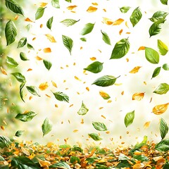 Autumn Leaves Falling Against a Softly Blurred photo Background nature