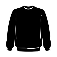 Minimalist black sweatshirt illustration with long sleeves and ribbed cuffs