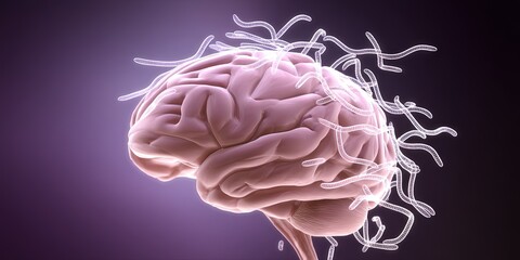 brain with worms eating it 
