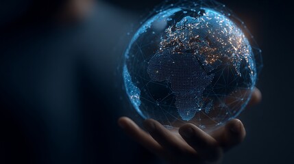 The Future of Global Connectivity A Person Holding Digital Earth Globe in Hand