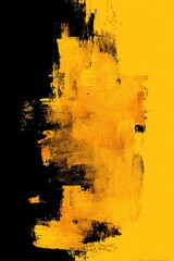 Abstract painting with bold black and gold brushstrokes