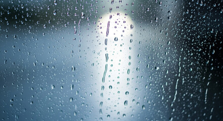 Experience the soothing beauty of rain droplets on glass, a calming backdrop for wellness brands or refreshing beverage campaigns, cool and serene