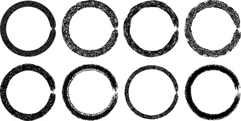 Set of Grunge Style Rings Borders Frames Design Elements Collection